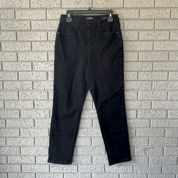 Judy Blue High Waisted Rhinestone Embellished Slim Fit Jeans in Black Size 29 - Picture 5 of 12